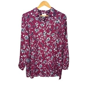 J.JILL Floral Button Down Blouse Size M